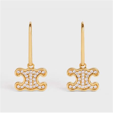 Triomphe Rhinestone Earrings in Brass with Gold Finish and